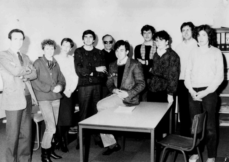 Le directeur du CRID, Yves Poullet, et son équipe en 1987
